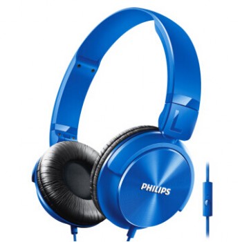 飞利浦（PHILIPS）SHL3065BL 头带封闭式 轻巧平折耳机 时尚出街 线控式麦克风通话(蓝色)