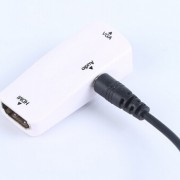HDMI转VGA带音频 母头转换器 黑白两色连接线 兼容性强 厂家直销