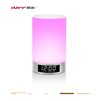 七彩蓝牙音响箱音乐闹钟台灯碰触感应插卡卧室床头夜灯情景氛围灯