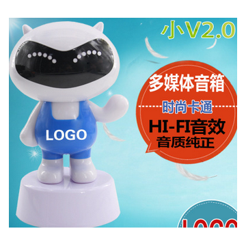 新款公仔小V迷你音响电脑2.0多媒体USB高音质HiFi礼品音响LOGO