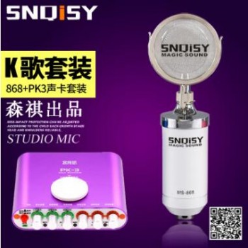 小奶瓶电容麦克风 电脑卡拉OK录音主播外置声卡套装