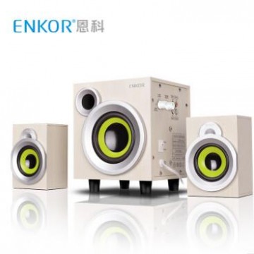 恩科ENKOR E300PLUS家用多媒体电脑音箱台式木质2.1低音炮音响