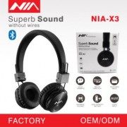 外贸出口 NIA-X3头戴式蓝牙耳机FM收音机TF插卡耳机