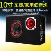 10寸方形车载低音炮12V24V220V汽车音响插卡电脑音箱超重低音炮