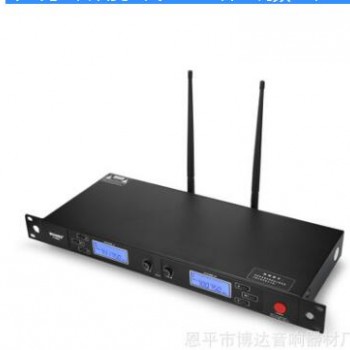 专业无线会议麦克风 UHF红外线调频 工程一拖二话筒 演出领夹话筒图3