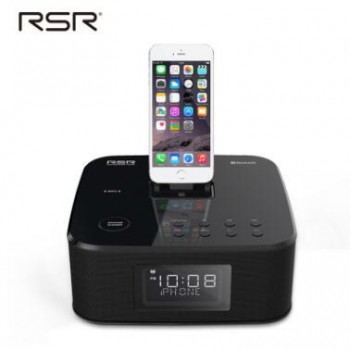 RSR DS402苹果MFI认证音响iphone8手机充电底座蓝牙闹钟音箱