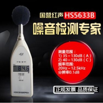 HS5633B声级计 国营红声噪音计 数显噪音测试仪 数字式噪音测量仪