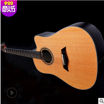 批发41寸面单吉他 T50S-41 云杉玫瑰木单板电箱木吉他 缺角民谣图3