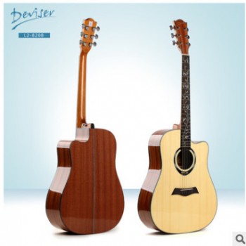 厂家直销41寸亮光吉他云杉沙比利雕花热销款学生女男吉它乐器批发