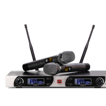 充电调频真分集一拖二UFH无线麦克风适用于家庭KTV演出学校会议