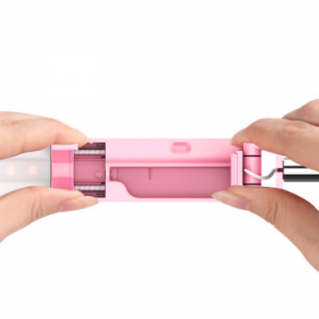 M2蓝牙补光灯版自拍神器美颜手机 迷你不绣杆自拍杆 折叠线控通用