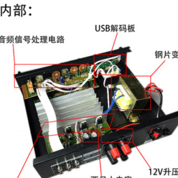 迷你小型功放机音箱功率放大器 插卡U盘 带收音直流12伏220V