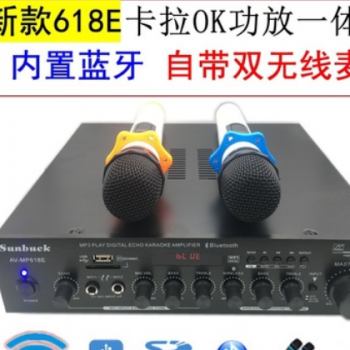 hifi2.0功放机家用专业卡拉OK功放大功率卡包音箱配无线话筒带USB