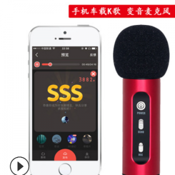 歌们儿 手机唱吧全名k歌麦克风 车载FM无线直播声卡变音 麦克风