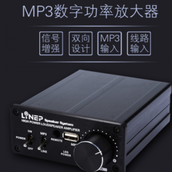 LINEPAUDIO 厂家直销 100+100W数字功率放大器带MP3输入黑 铝材