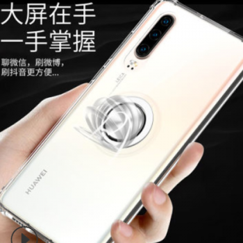 适用于 华为P30 弹指环圆360转摔震四角气囊透明支架薄手机壳白鼬图2