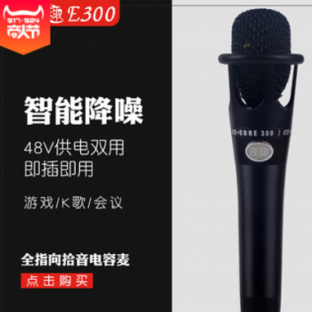 批发厂家音趣E300手持电容麦克风yy主播k歌喊麦手机声卡设备话筒图2