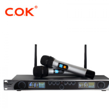 COK工厂出售一拖二智能无线麦克风家庭k歌户外演出无线话筒