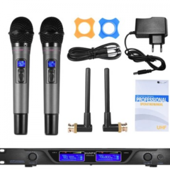 UHF无线麦克风 2支手持麦克风套装 带显示屏