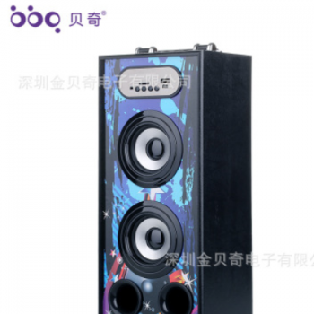 无线蓝牙音箱LED跑马灯 FM收音便携式插卡木质音响USB