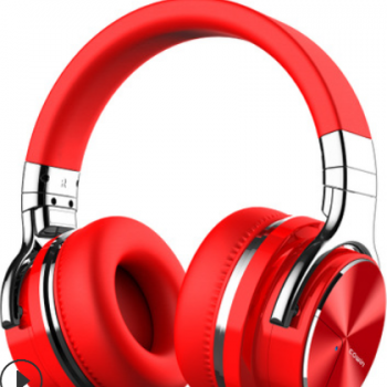 魅动 E7-pro主动降噪耳机重低音无线蓝牙头戴式升级版炫酷红色