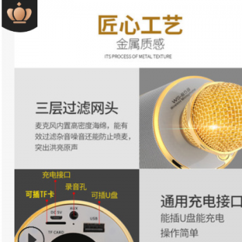 跨境专供全民K歌无线家用麦克风蓝牙话筒唱吧自带音响一体WS858图2
