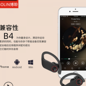 BOLIN博聆商务蓝牙耳机5.0超长待机挂耳式立体声运动防水无线耳机图1