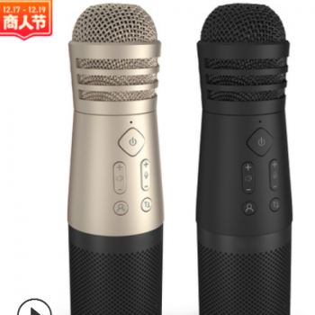 跨境新款 主播K歌神器麦克风 无线话筒带蓝牙音箱 手持喊话扩音器