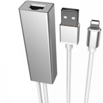 适用iPhone转RJ45以太网转接口 Lightning转网口USB带供电转接线