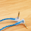 diy耳机线材 90度L型弯插带麦线控半成品线 蓝色无麦半透明麻花线