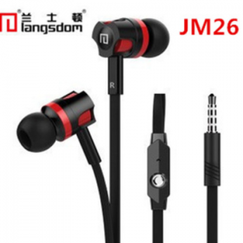 兰士顿jm26入耳式面条线带麦线控语音音乐手机耳机 电脑耳塞批发