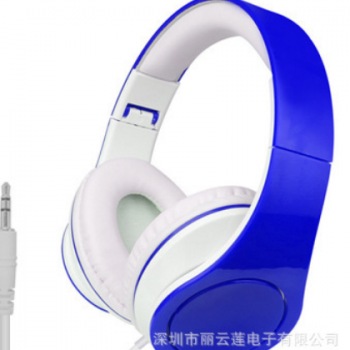蓝色头戴式手机音乐耳机 可定制LOGO 深圳观澜耳机工厂