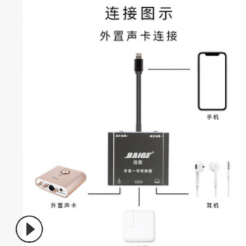移动式苹果版声卡转换器佰歌BAIGE网红手机户外连麦边直播边充电图3