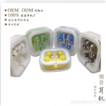 实力耳机厂供应塑胶红色赠品耳机 可定制水晶盒包装印客户LOGO图2