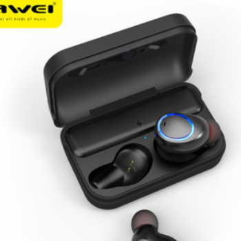 AWEI用维T3无线对耳真立体声数显屏蓝牙耳机tws车载超小磁吸9跨境