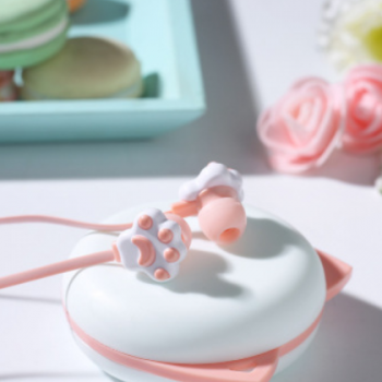 创意韩版迷你女生通用手机耳机带麦可爱猫爪学生耳机入耳式通话