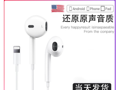 苹果lightning耳机iPhone8plus/11pro/12入耳式XSMAX专用耳机有线