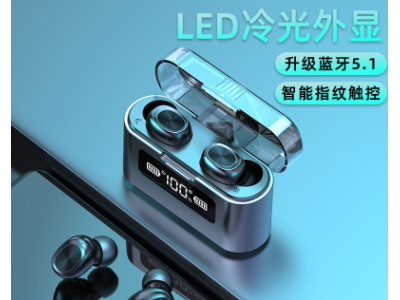 跨境新款279蓝牙耳机纹路小仓触控数显双耳运动通用5.0厂家直销图1
