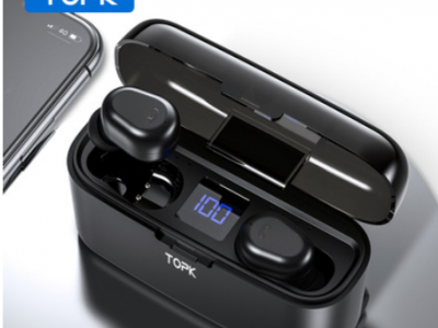 TOPK F24带数显TWS蓝牙5.0耳机 防水立体声耳塞运动耳塞耳机