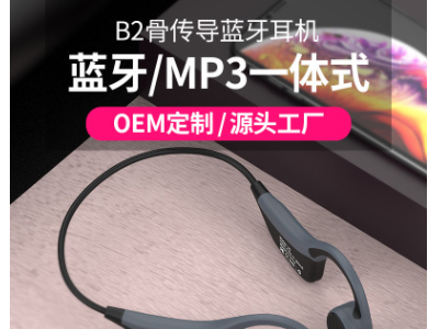 新款B2骨传导黑科技蓝牙耳机无线挂耳式运动防水OEM耳机定制工厂
