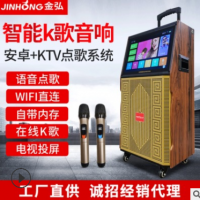 厂家直供广场舞户外移动拉杆音响显示屏WIFI网络智能K歌视频音箱