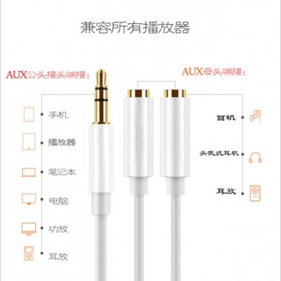 aux3.5mm音频线公对母aux一分二线aux 3.5mm公对母情侣耳机线厂家图5