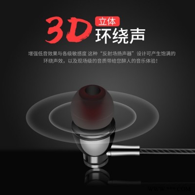 金属入耳式耳机手机电脑通用超重低音耳塞礼品耳机热卖款线控耳机图1