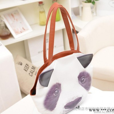 大包购物袋子,2014冬季流行3D卡通猫咪头图案大包女包手提包单肩图3