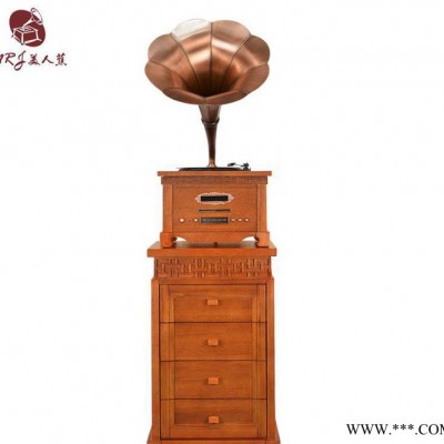 美人蕉复古留声机纯铜大喇叭黑胶唱片机1886仿古LP电唱机