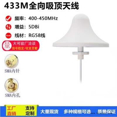 白色433MHz 室内全向高增益吸顶天线 增益5DB对讲机室内信号覆盖400-450对讲机蘑菇天线无线模块接收发射天线图6