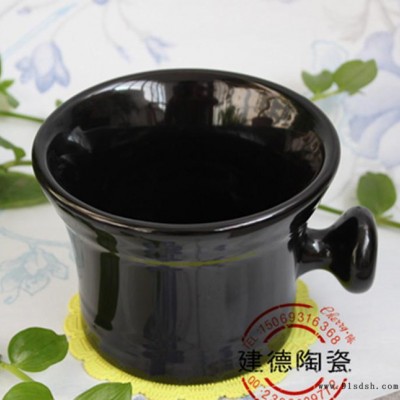 黑色异形把陶瓷小锅 彩色喇叭口陶瓷杯 创意节日礼品陶瓷杯
