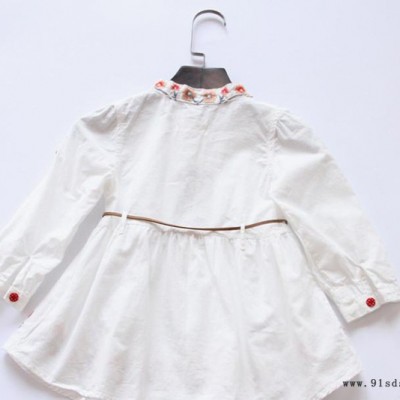 春季长袖连衣裙白色刺绣喇叭裙中长款针织全棉舒适长裙花朵裙