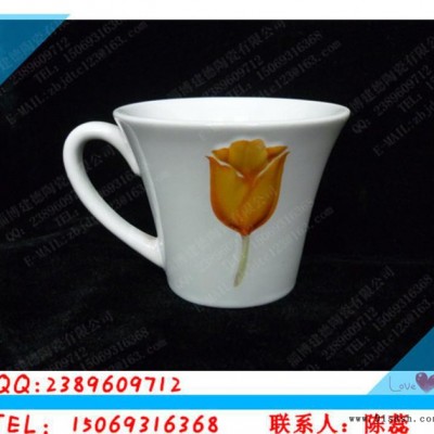 淄博定制浮雕陶瓷杯 陶瓷广告杯 喇叭口陶瓷杯 出口韩国3D浮雕杯