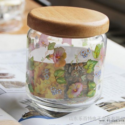 韩国进口喇叭花玻璃透明调味瓶奶粉罐储物罐茶叶罐厨房用品小号